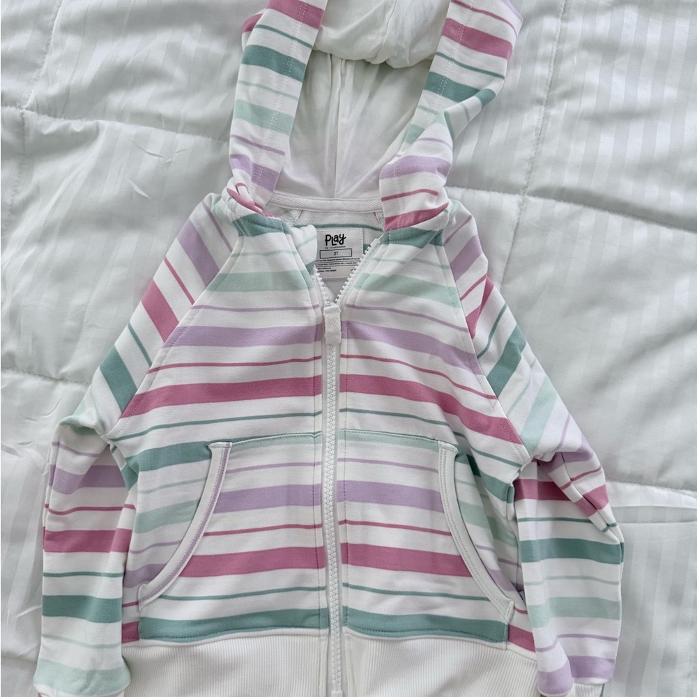 Little Sleepies Striped Hoodie with Pastel Colors - Sz 2T